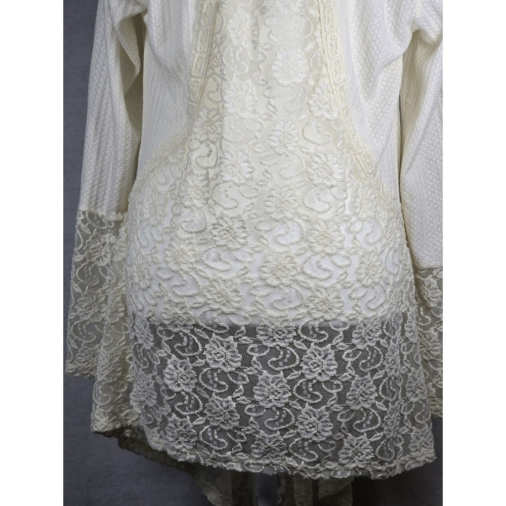 Knox Rose Womens S Sweater/Wrap Ivory Open Front Lace/Crochet Cottage Feminine - Picture 12 of 16